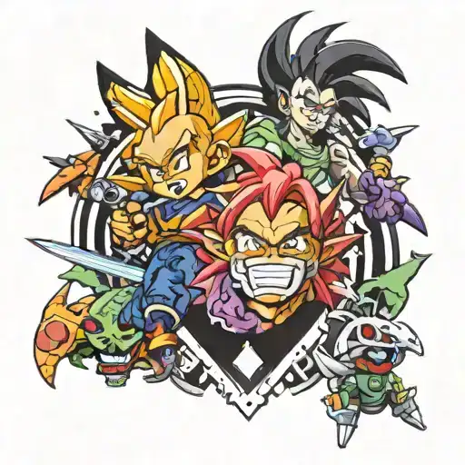 dragon ball, halo, crash bandicoote, spyro, borderlands  tattoo design idea