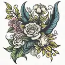 capricorn and virgo flower bouquet tattoo design idea