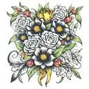 capricorn and virgo flower bouquet tattoo design idea
