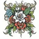 capricorn and virgo flower bouquet tattoo design idea