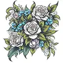 capricorn and virgo flower bouquet tattoo design idea