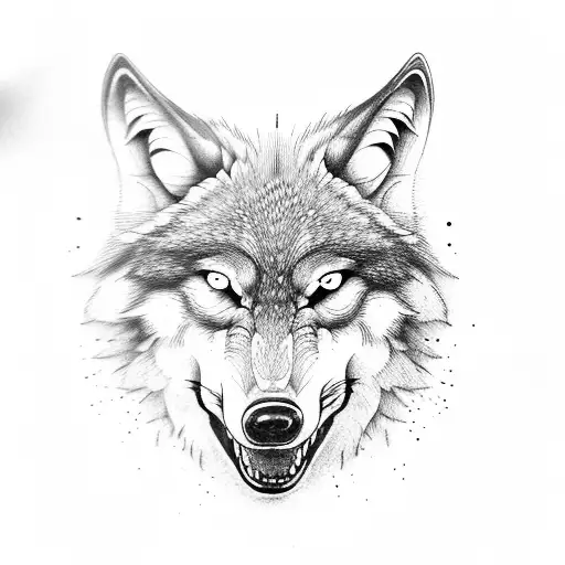 Wolf growling tattoo design idea