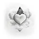 sleeve clouds with one heart, star, diamond tattoo design idea