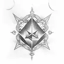 sleeve clouds with one heart, star, diamond tattoo design idea