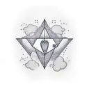 sleeve clouds with one heart, star, diamond tattoo design idea