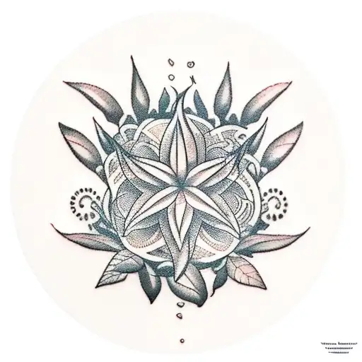 A nurse surrounded by mystical plants and herbs tattoo design idea