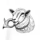 sheep grandma memorial tattoo design idea
