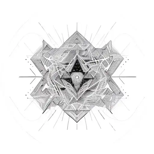 A nature-inspired geometric pattern incorporating elements of techno music tattoo design idea