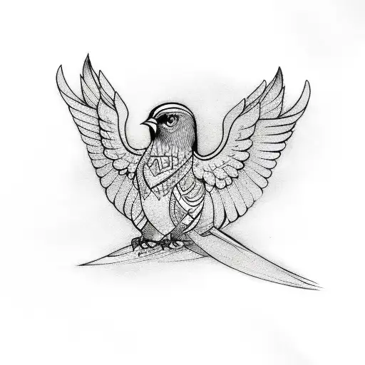 heraldic bird representing freedom and faith tattoo design idea