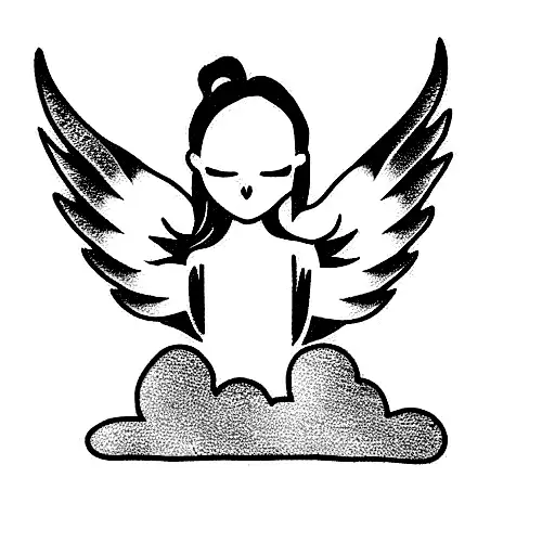 3 angels around clouds  tattoo design idea