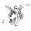 3 angels with clouds tattoo design idea