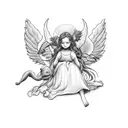 3 angels with clouds tattoo design idea