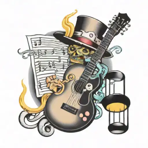 drug lasvegas paranoid psychedelic with musical note tattoo design idea