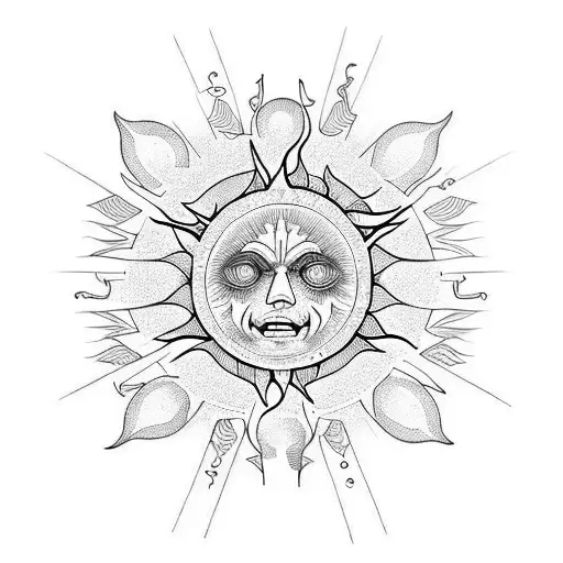 sun with rays with no face  tattoo design idea
