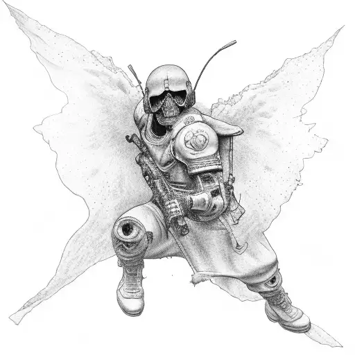 Airborne theme full sleeve tattoo design idea