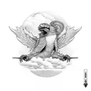 Airborne theme full sleeve tattoo design idea