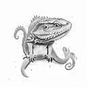 bearded dragon on a cat on a whippet tattoo design idea