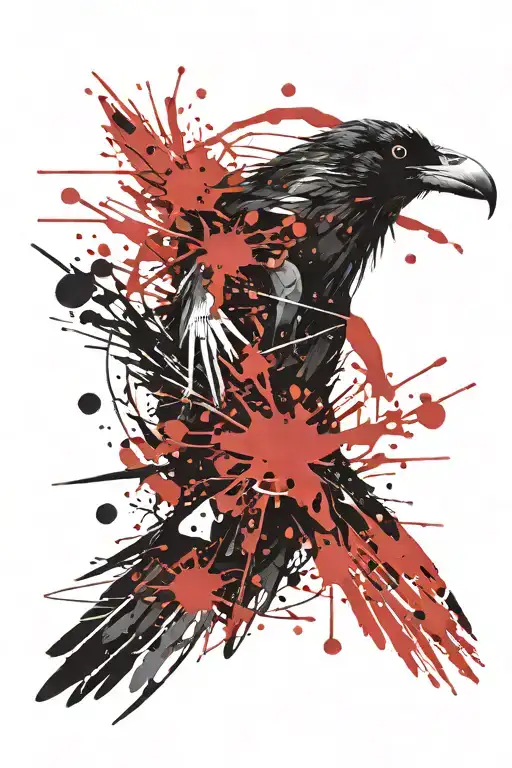 Ink splatter raven tattoo design idea