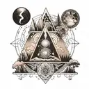seven chakras with mountains, meadows and all phases of moon placed perfectly tattoo design idea
