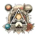 seven chakras with mountains, meadows and all phases of moon placed perfectly tattoo design idea