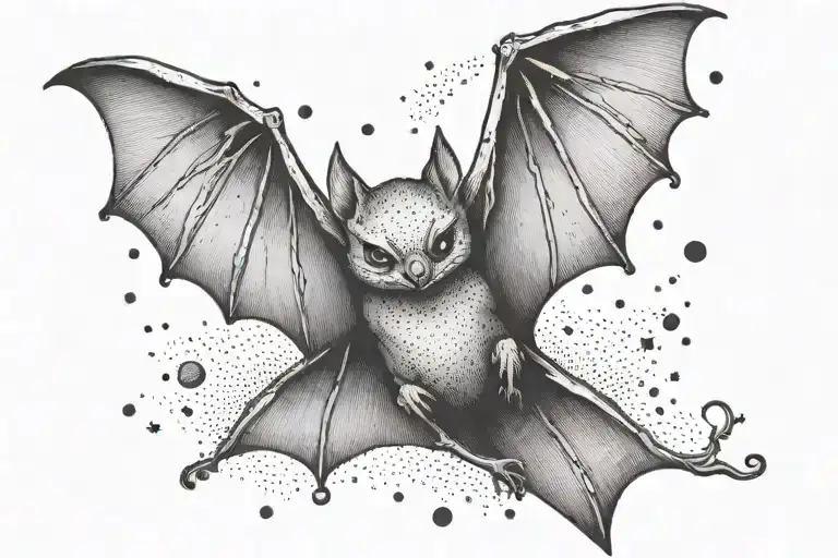 feminine cute flying bat tattoo design idea