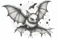 feminine cute flying bat tattoo design idea