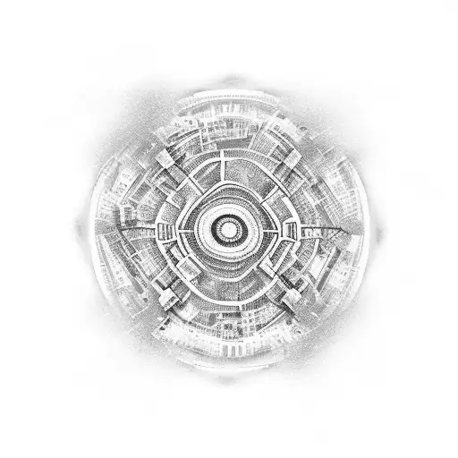 De Kuip stadium surrounded by a swirling vortex tattoo design idea