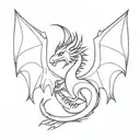 mini dragon with wings tattoo design idea