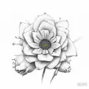 march flower with charlie in stem, april flower with alex on stem, september flower with Damion on stem tattoo design idea