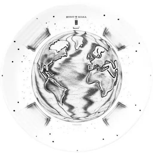 deep plate with the outline of the continents in kintsugi style filled with water tattoo design idea