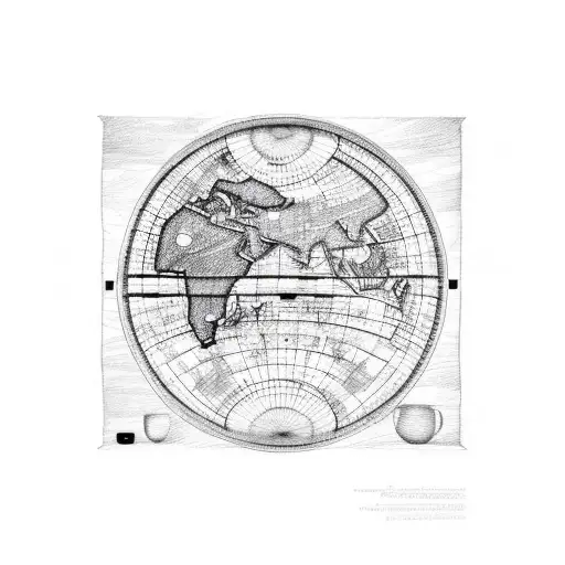 plate with the outline of the continents in kintsugi style filled with water tattoo design idea
