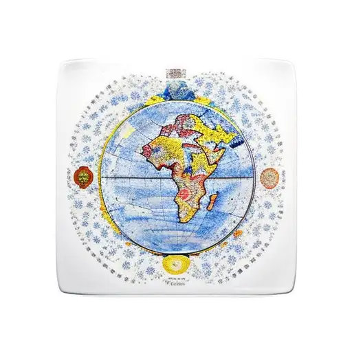 plate with the outline of the continents in kintsugi style filled with water tattoo design idea