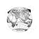 deep plate with the outline of the continents in kintsugi style filled with water tattoo design idea