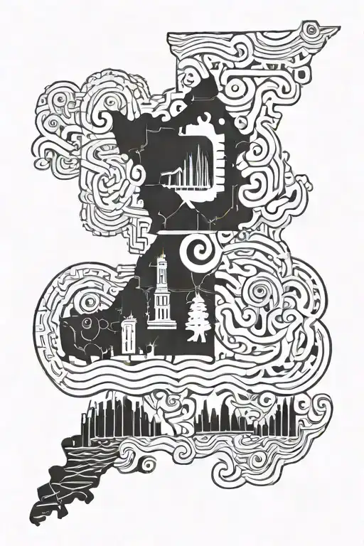 Idaho and Oregon outline intertwined tattoo design idea