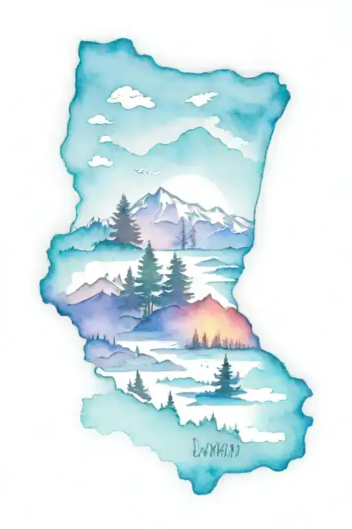 Idaho and Oregon outline filled tattoo design idea