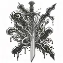 Dripping Lightning sword tattoo design idea