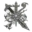 Dripping Lightning sword tattoo design idea