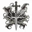 Dripping Lightning sword tattoo design idea