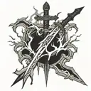 Dripping Lightning sword tattoo design idea