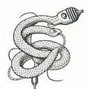 A snake coiled around a microphone with music waves coming out tattoo design idea