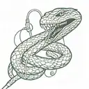 A snake coiled around a microphone with music waves coming out tattoo design idea