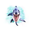 dolphin friends with shark tattoo design idea