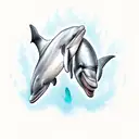dolphin friends with shark tattoo design idea