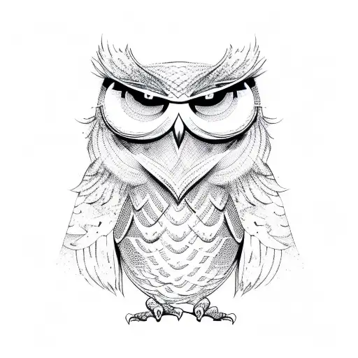 evil owl tattoo design idea