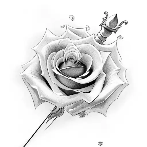 rose on a sword tattoo design idea