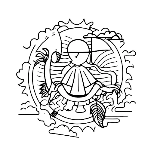 summer dancing eight friends  tattoo design idea