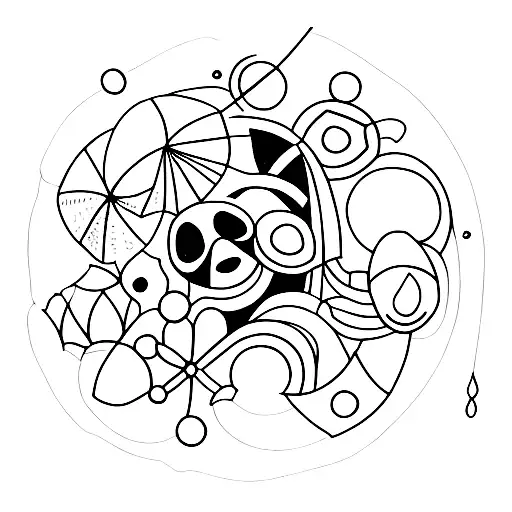 summer friends in a circle and a tent next to us tattoo design idea