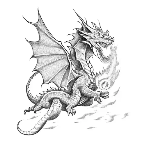 A pixelated dragon breathing fire onto a game controller tattoo design idea