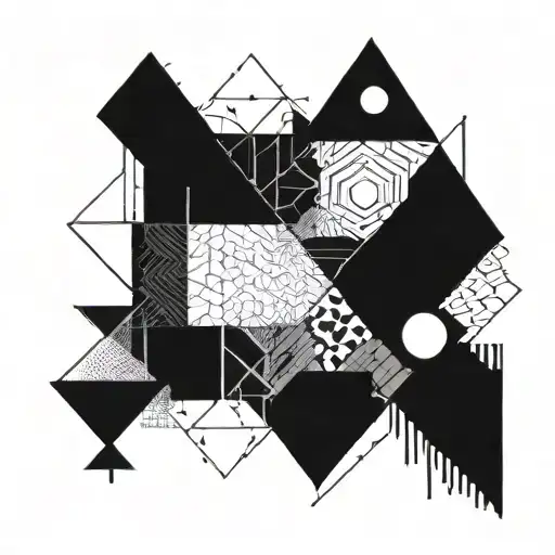 Incorporate geometric shapes and patterns into a tattoo design inspired by accounting symbols tattoo design idea