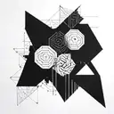 Incorporate geometric shapes and patterns into a tattoo design inspired by accounting symbols tattoo design idea